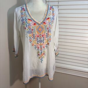 Johnny Was Embroidered Bohemian Top S